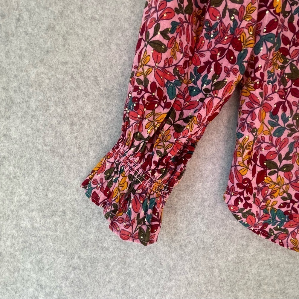 Floral Print Top Metallic Women's Cottagecore - Picture 9 of 13